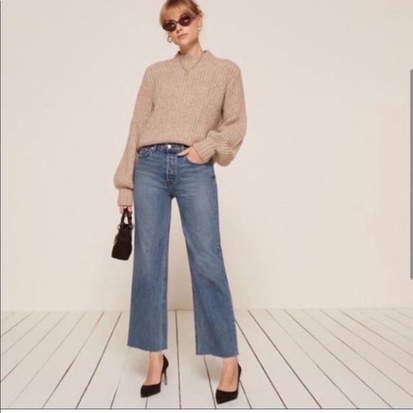 🎉Host Pick 2 times 🎉NWOT Reformation Fawcett Jeans Celtic Raw hem button fly - Picture 2 of 16